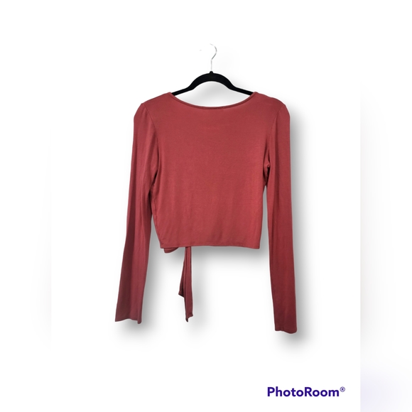 🌿Gaze Women's Small Deep Dusty Rose Crop Top with Crisscross Bodice - Picture 7 of 10